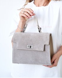 Сумка «Габриэль» со вставкой с натуральной замши бежевая