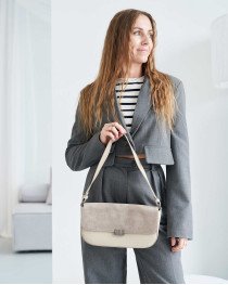 Cумочка «Tilly» зі вставкою натуральної замші бежеві