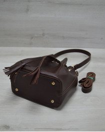 Женская стильная сумка Люверс коричневая