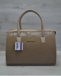 Каркасна сумка жіноча Саквояж кавова рептилія