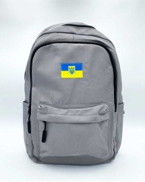 Великий тканевий рюкзак с нашивкою сірий