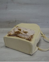 Молодежный рюкзак «Пайетки» бежевый с золотым
