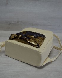 Молодежный женский рюкзак «Пайетки» бежевый