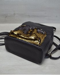 Молодежный рюкзак «Пайетки» черный с золотым