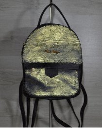 Жіночий модний рюкзак 43601 чорний із золотою вставкою