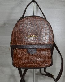 Жіночий модний рюкзак 43603 коричневий з рудою вставкою