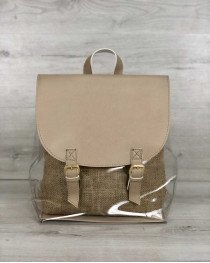 Женский силиконовый рюкзак 45503 кофейный с косметичкой