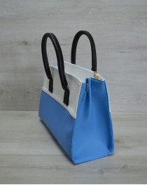 Стильная модная женская сумка «Кисточка» (голубая комбинированная) 