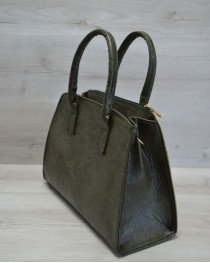 Стильная модная женская сумка «Кисточка» (оливковый гладкий) 