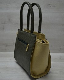 Молодіжна сумка жіноча Комбінована болотяного кольору з оливковим ременем