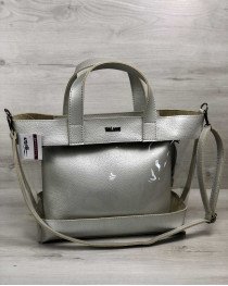 Женская сумка «Амира» 2 в 1 серебро