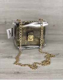 Cумка женская силиконовая «Селена» с косметичкой золото 
