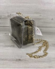 Cумка женская силиконовая «Селена» с косметичкой золото 