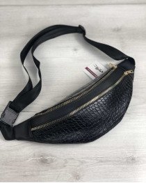 Бананка на два відділення чорний крокодил