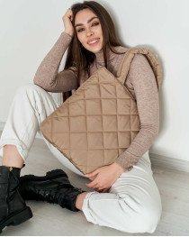 Женская сумка «Мила» кубики бежевая