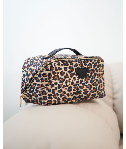 Кожаная женская косметичка «Паула» светлый леопард