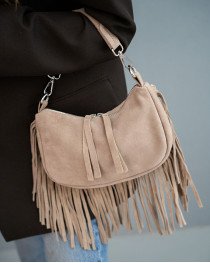 Замшевая женская сумка «Isabella» бежевая