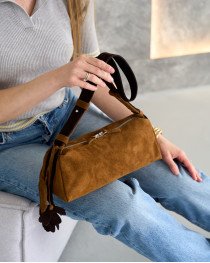 Шкіряна жіноча сумка «Vanessa» карамельна