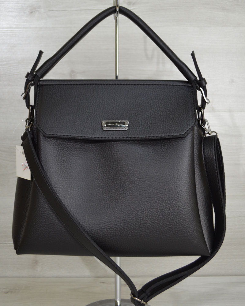 Сумка на три відділення чорна (нікель)