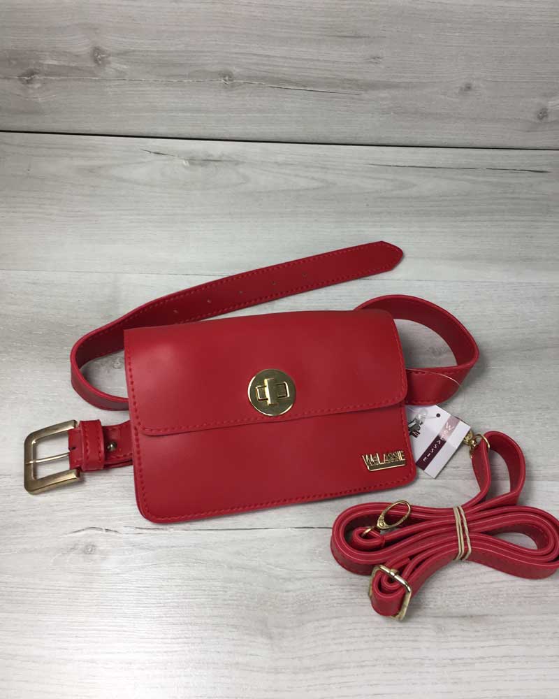 Жіноча сумка на пояс клатч «Арія» червона